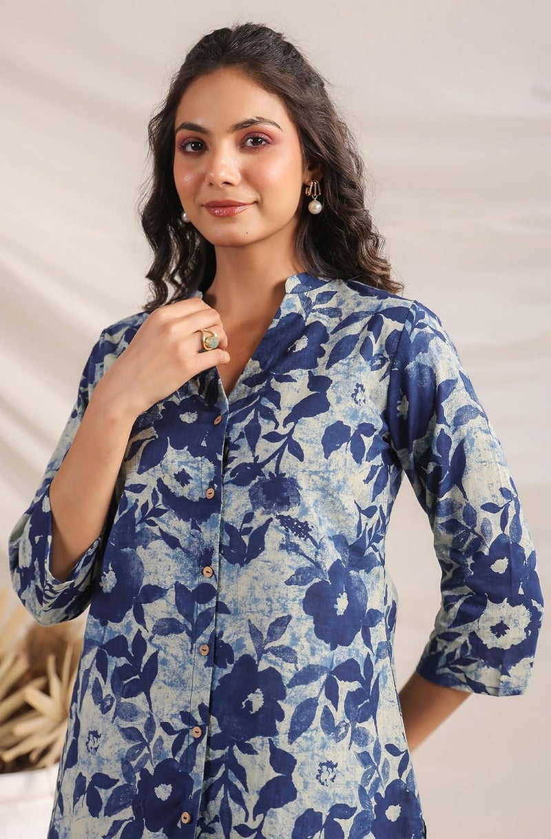 Janasya Women's Pure Cotton Floral Printed Straight Co-ord Set - Image 5